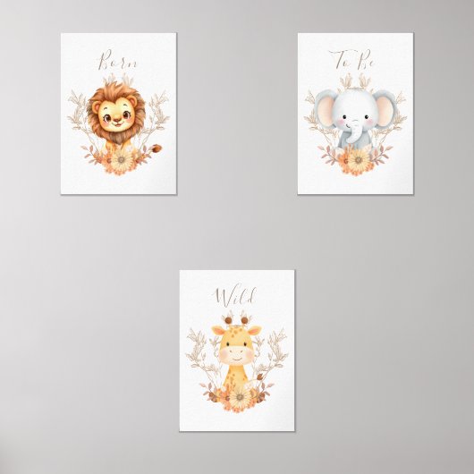 Safari Baby Animals Nursery Wall Art Set Print Set (Vorderseite)
