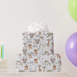 Safari Baby Animals Rainbows Baby Shower Geschenkpapier