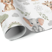 Safari Baby Animals Rainbows Baby Shower Geschenkpapier (Rolleneckpunkt)