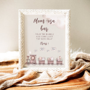 Safari Baby Animals Train Baby Shower Mama-osa Bar Poster