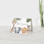 Safari Baby Animals Wild One Baby Boy Shower Dankeskarte (Vorderseite)