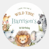 Safari Baby Animals Wild One Runder Aufkleber (Vorderseite)