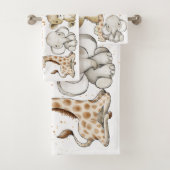 Safari Baby Animes mit Name Bath Handtuch Set (Insitu)