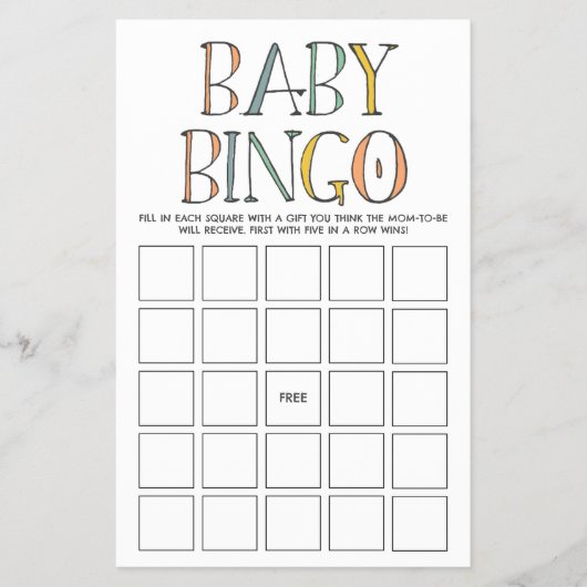 Safari Baby Bingo Game Flyer (Vorne)