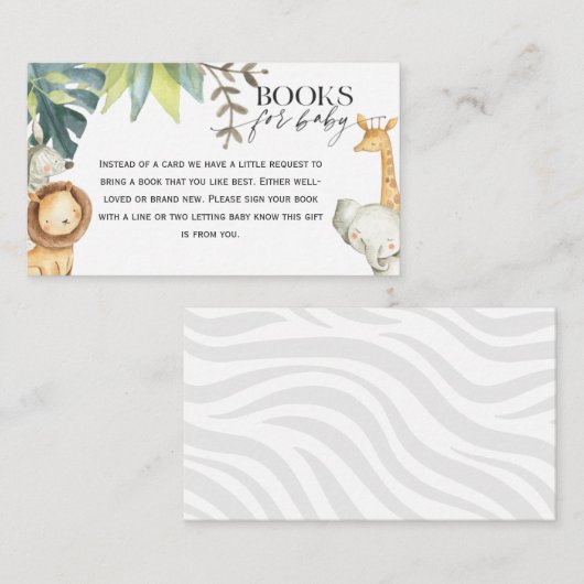 Safari Baby Duschbücher für die Beipackkarte Begleitkarte (Vorne/Hinten)