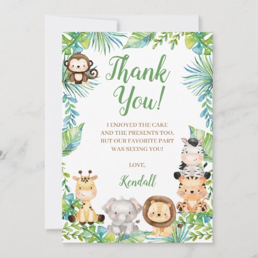 Safari Baby Dusche Danke Karte (Vorderseite)