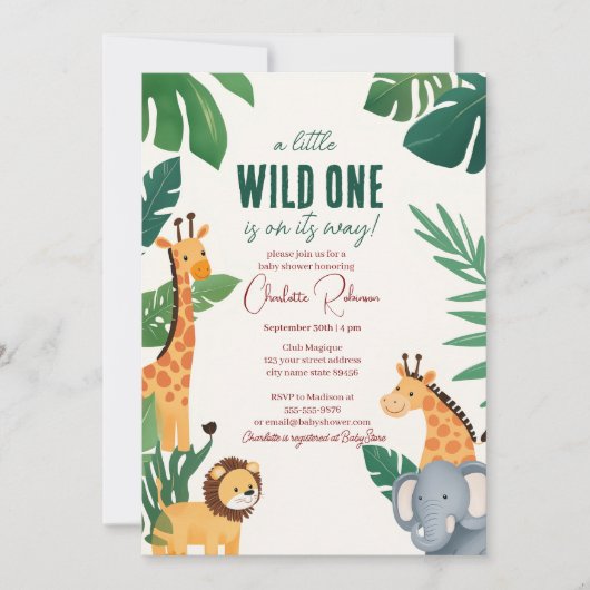 Safari Baby Dusche Einladung (Vorderseite)
