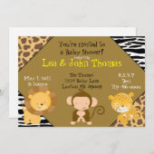 Safari Baby-Dusche Einladung (Vorne/Hinten)