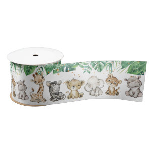 Safari Baby Dusche Geburtstagstiere Tiere Gold Con Satinband