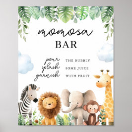 Safari Baby Dusche Momosa Bar Sign Poster