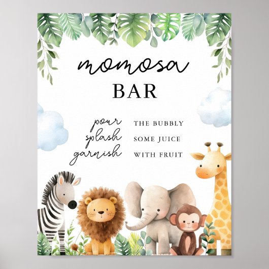 Safari Baby Dusche Momosa Bar Sign Poster (Vorne)
