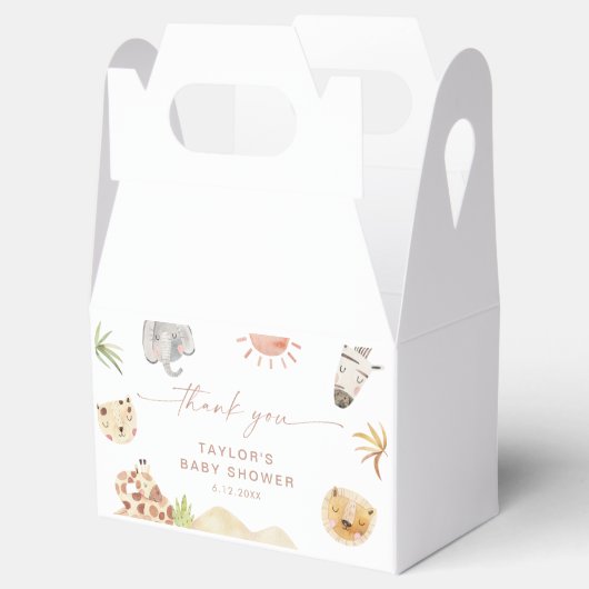 SAFARI Baby Dusche Party Geschenkschachtel (Geöffnet)