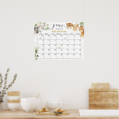 Safari Baby Dusche Ratschlag Fälliges Datum Kalend Poster (Küche)