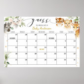 Safari Baby Dusche Ratschlag Fälliges Datum Kalend Poster (Vorne)