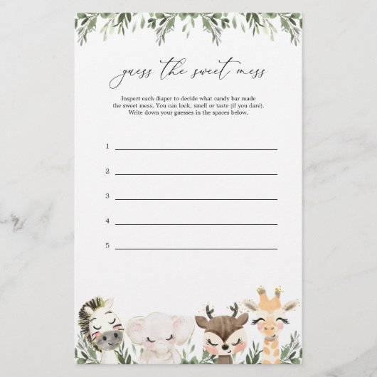 Safari Baby Dusche schätzt das süße Schlamassel (Vorderseite)