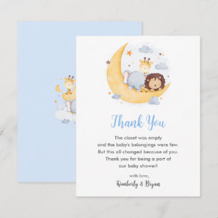 Safari Baby Dusche Vielen Dank Cards Boy Moon Drea Dankeskarte