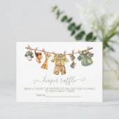 Safari Baby Dusche Wäscheleine Windelwulstkarten Einladung (Stehend Vorderseite)