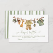 Safari Baby Dusche Wäscheleine Windelwulstkarten Einladung (Vorne/Hinten)