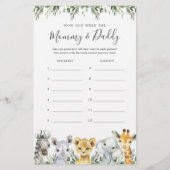 Safari Baby Dusche wie alt waren sie Spielkarte (Vorderseite)