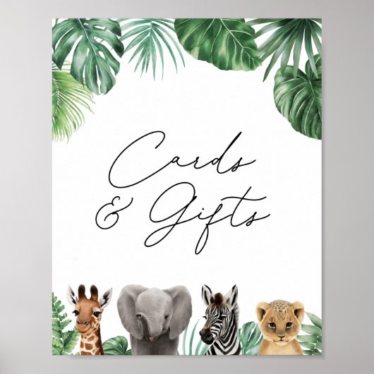 Safari Baby Duschkarten und Geschenke Zeichen Poster (Vorne)