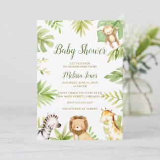 Safari Baby Duwer Invitation Jungle GenderNeutral Einladung