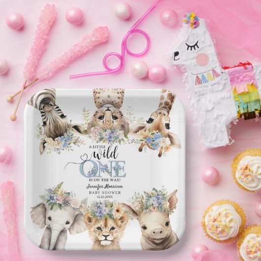 Safari Baby Duwer Jungle Aimals Papierplatte Pappteller (Party)