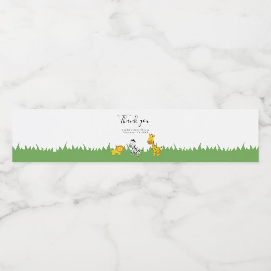 Safari Baby Duwer Niedliche Jungle Tiere Neutral S Wasserflaschenetikett (Einzelnes Label)