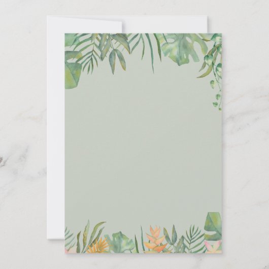 Safari Baby Duwer Tropical Animals Geschlecht neut Einladung (Rückseite)