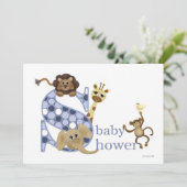 Safari Baby Einladung in Blue (Stehend Vorderseite)