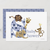 Safari Baby Einladung in Blue (Vorne/Hinten)