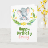 Safari Baby Elephant Happy Birthday Karte (Gelbe Blume)