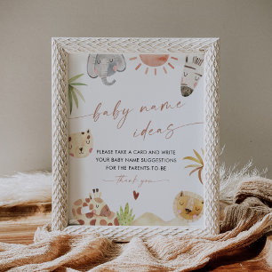 SAFARI Baby Name Ideas Game Sign Poster