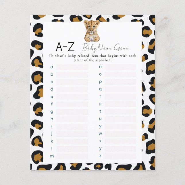 Safari Baby Name Showspiel (Vorderseite)