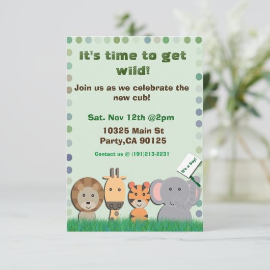 Safari Baby-Party Einladung (Stehend Vorderseite)