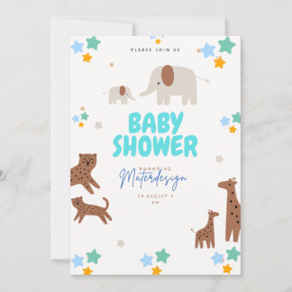 Safari-Baby-Party-Einladung – Giraffe & Tiger Einladung