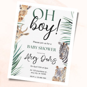 Safari-Baby-Party-Einladung Junge Dschungel-Thema Einladung