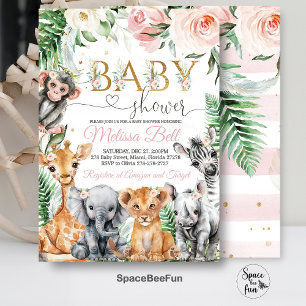 Safari-Baby-Party-Einladung, Mädchen Safari Dschun Einladung