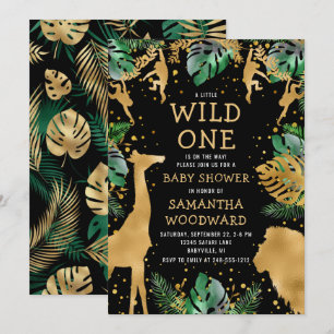 Safari-Baby-Party-Einladung Schwarz Gold