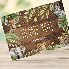 Safari Baby Shower Baby Animals Dankeskarte