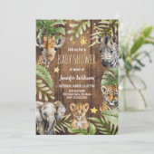 Safari Baby Shower Baby Animals Einladung (Stehend Vorderseite)