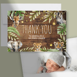 Safari Baby Shower Baby Animals Photo Dankeskarte