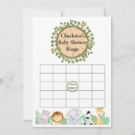Safari Baby Shower Bingo und Name Race Card Einladung