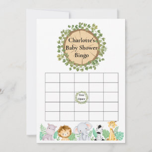 Safari Baby Shower Bingo und Name Race Card Einladung