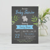Safari Baby Shower Boy Chalkboard Einladung (Stehend Vorderseite)