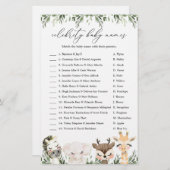 Safari Baby Shower Celebrity Baby Names Game (Vorne/Hinten)