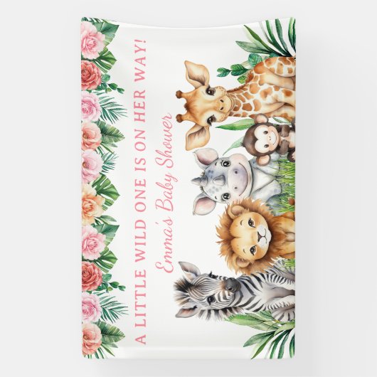 Safari Baby Shower Custom Banner - Jungle Animals (Vertikal)
