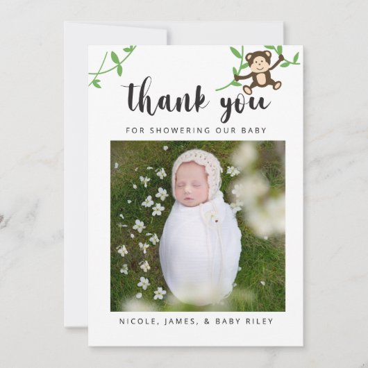 Safari Baby Shower Danke Jungle Animals Einladung (Vorderseite)