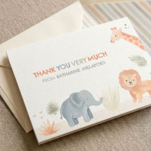 Safari-Baby-Shower-Dankeskarten mit wilden Tieren  Dankeskarte