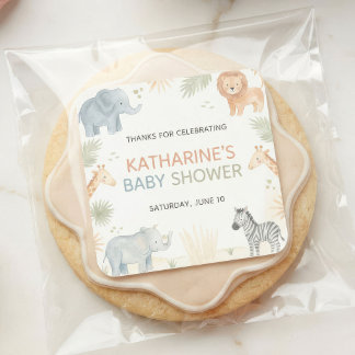 Safari-Baby-Shower-Dekorationen Danke-Aufkleber Quadratischer Aufkleber