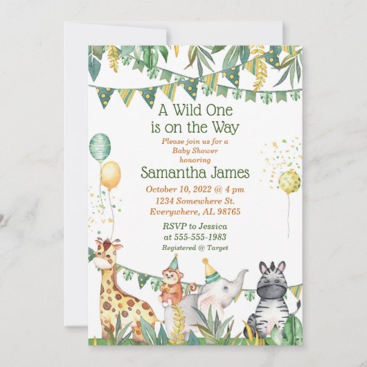 Safari Baby Shower Einladung (Vorderseite)
